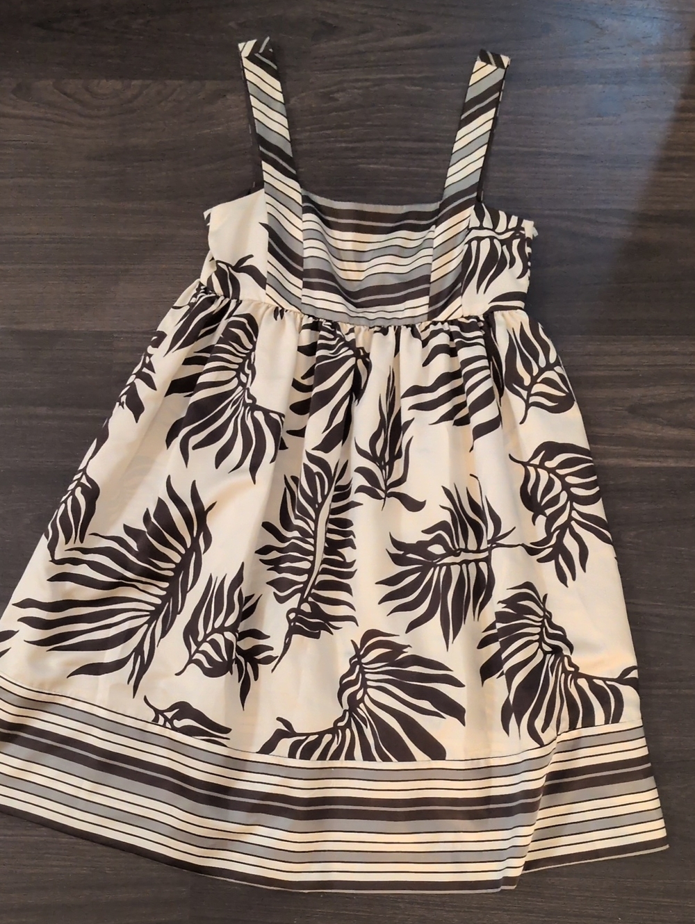 Zara Brown and Cream Tropical Print Dress